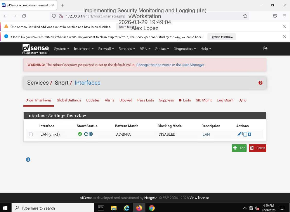 Snort Active on LAN Interface
